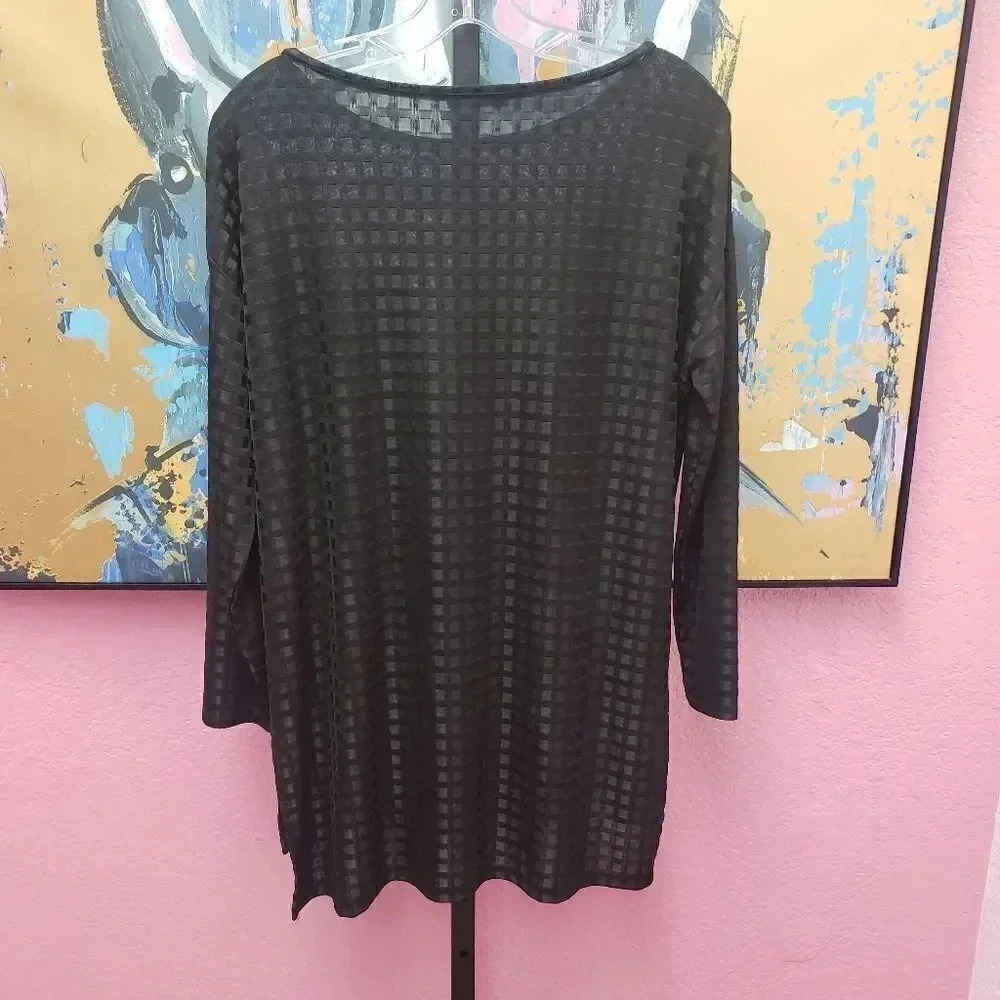 Zara Mesh Checkered Sheer Top